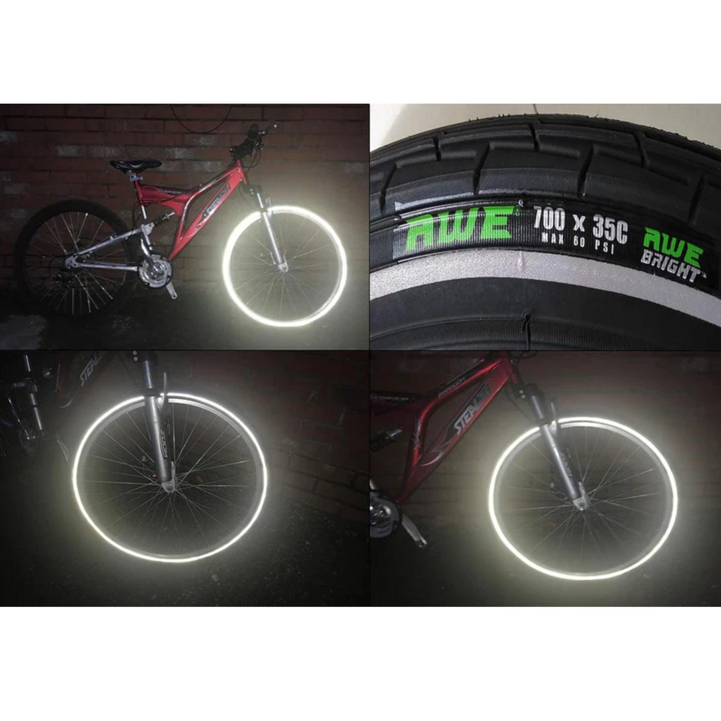 Awe High Visibility Reflective 700 x 35C Puncture Protection Road Bike Tyre