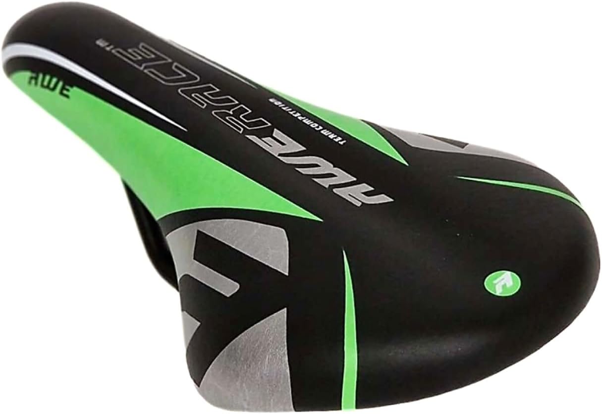 Awe Junior Polyurethane MTB Bike/Bicycle Saddle Green/Black/Silver