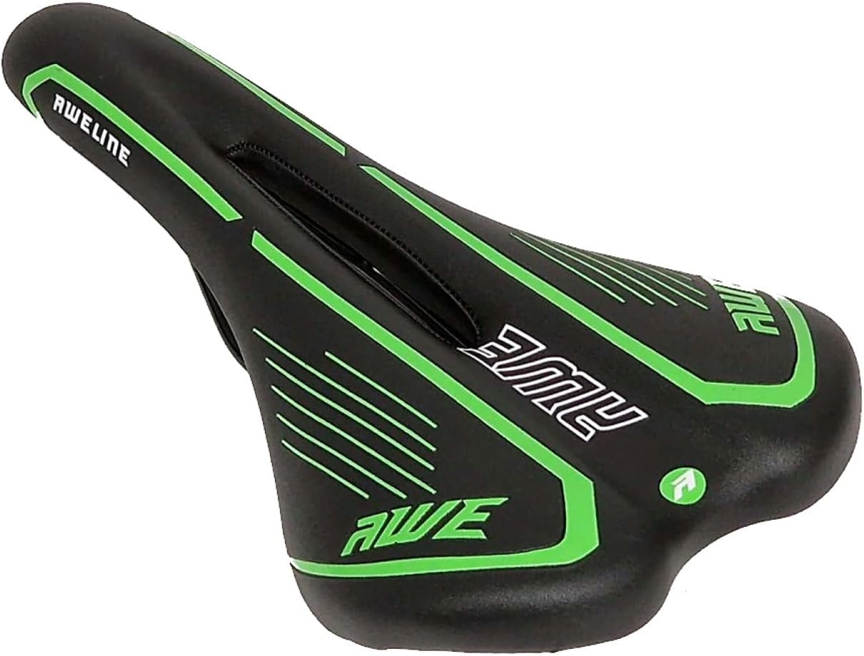 Awe Steel Rail Adult Gel Bike/Bicycle MTB Saddle Mens/Womens Green/Black/White