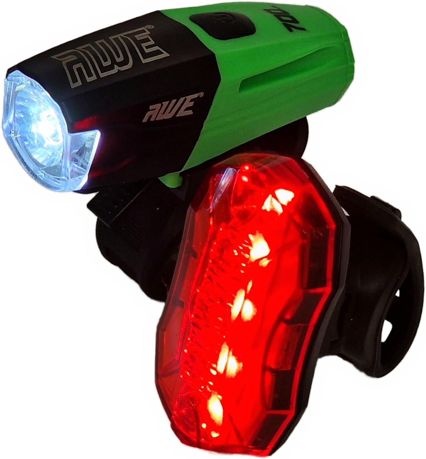 Awe 700 Lumens Bike Light Set, Front USB Rechargeable & Rear x 5 Red SMD LEDs