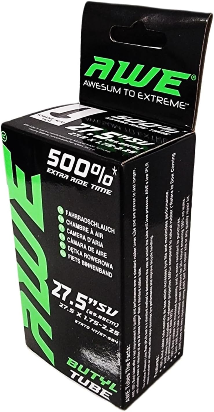 Awe Butyl Rubber 27.5" x 1.75-2.25 Inner Tube 500%* Extra Ride Time Schrader Valve