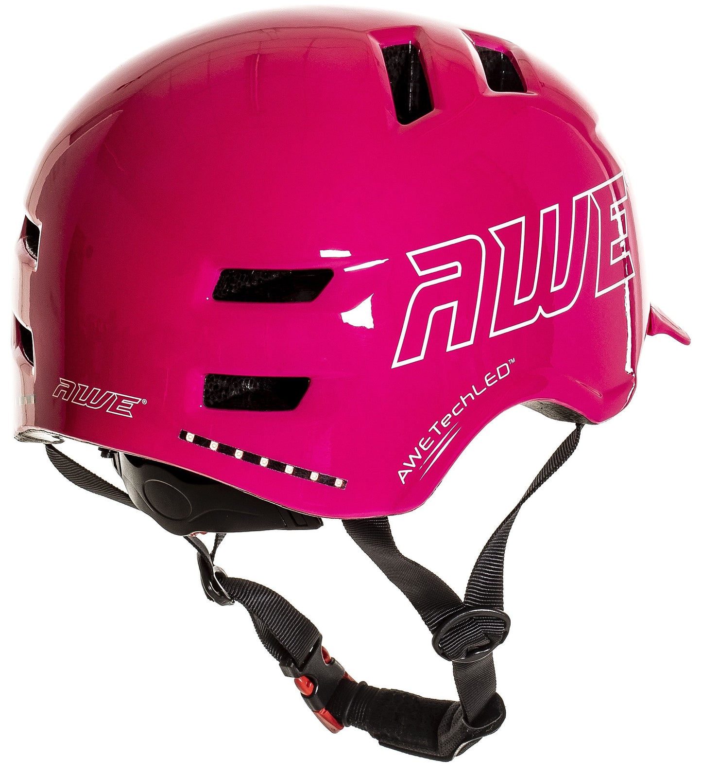 AweTech In Mould Adult LED USB Bike Helmet Medium 55-58cm Pink