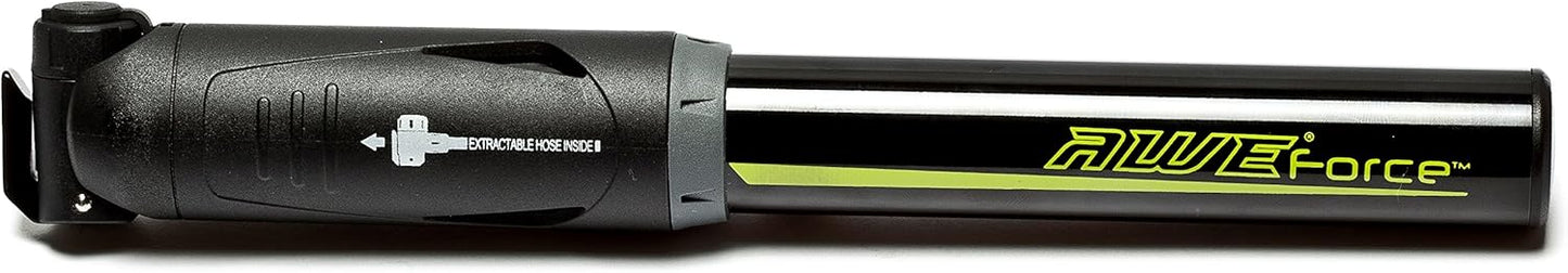 Awe 80 PSI CNC 6063 Alloy Mini Bike Pump Extractable Hose Dual Valve