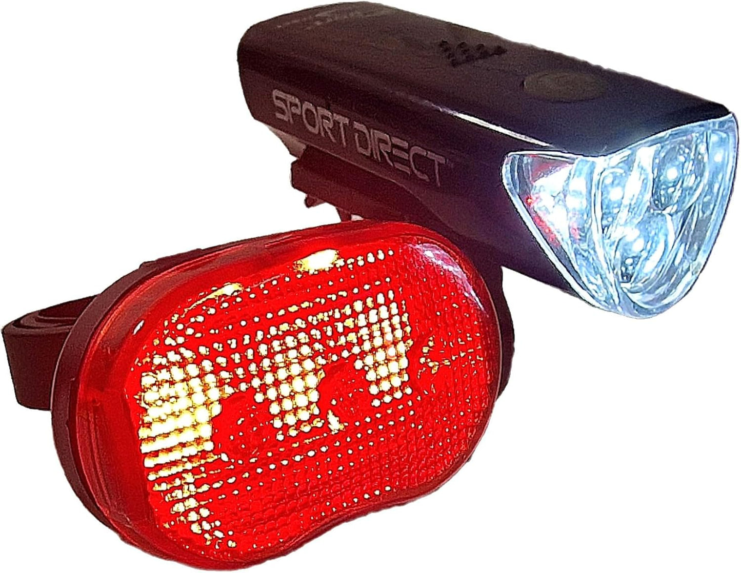 Sport Direct Super Bright LEDs 50 Lumens Battery Front/Rear Bike Light Set
