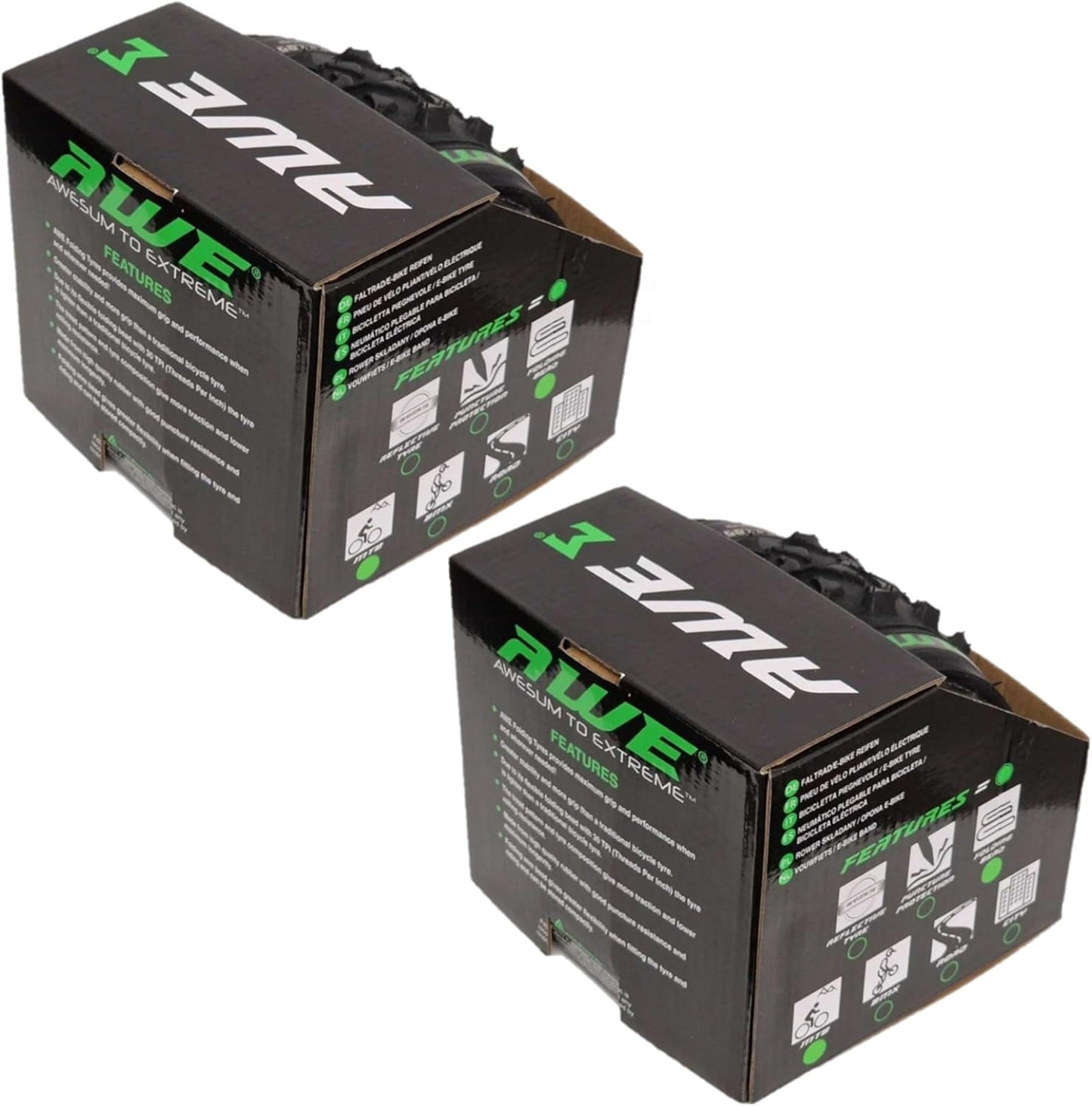 Awe 2 x AWERide Bike/E-Bike Folding Tyres 27.5" x 2.20" MTB Tyre 30 TPI