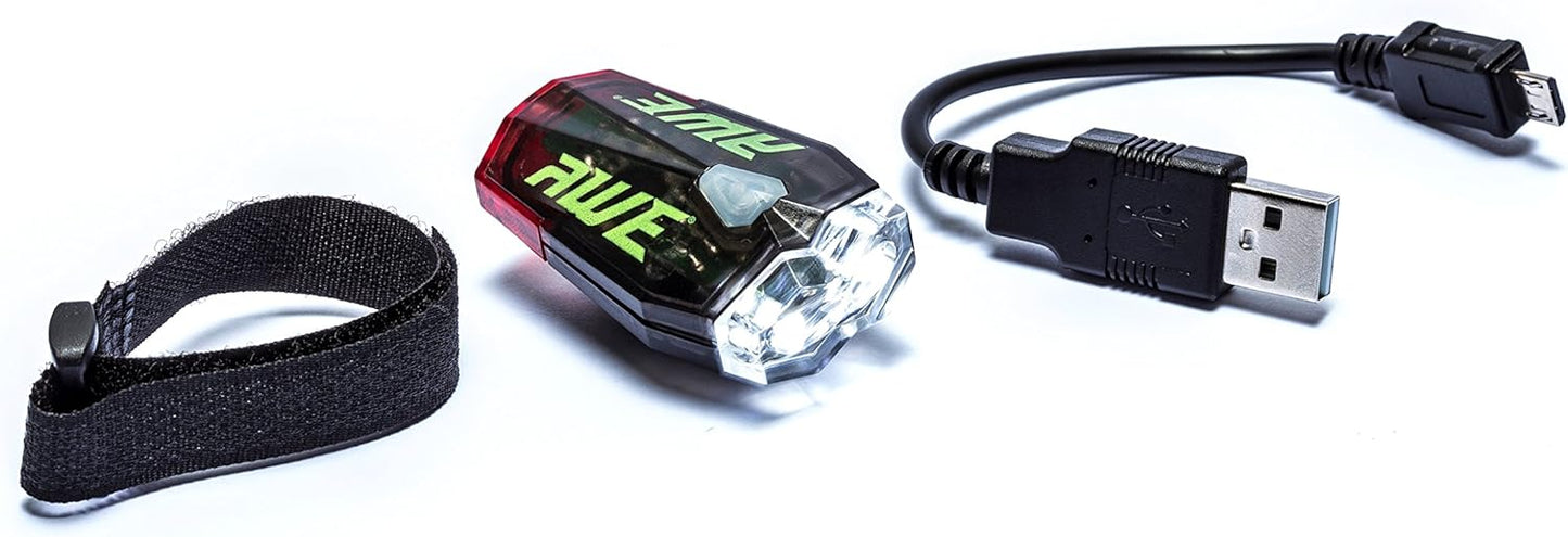 Awe 40 Lumens 2 x LED USB Rechargeable Bike Helmet Light 360º Visibility