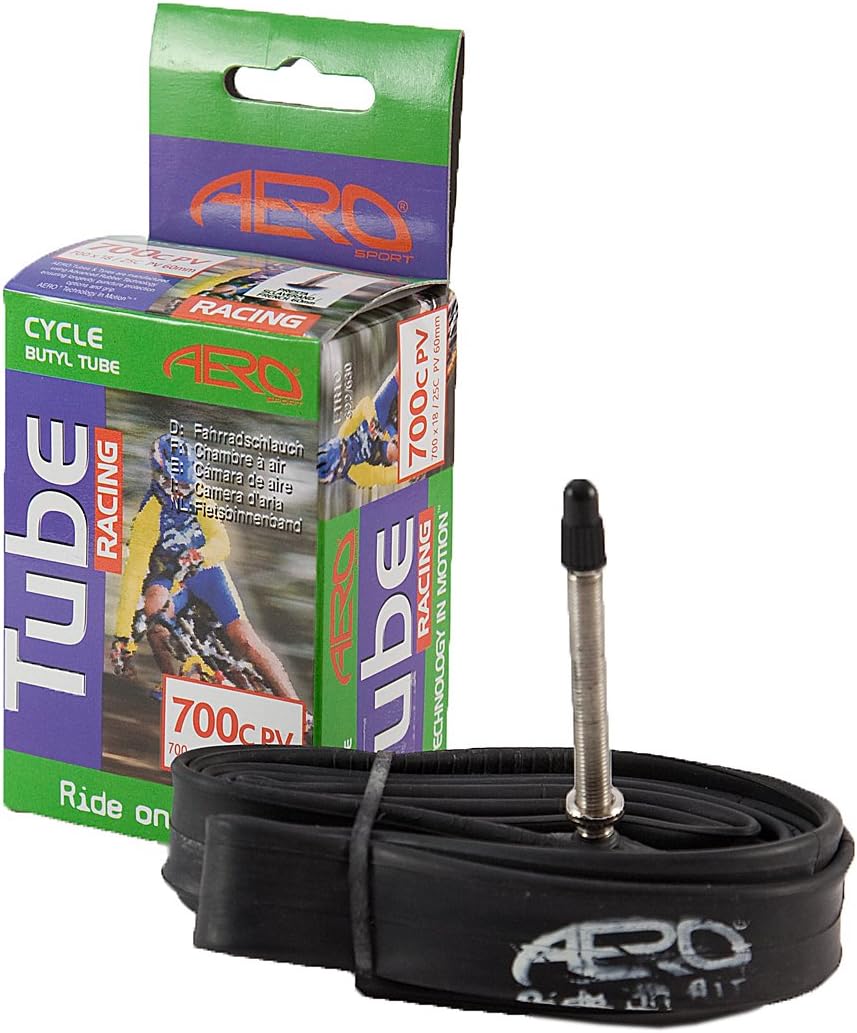 Aero Sport Butyl Rubber 700 x 18/25C Inner Tube 500%* Extra Ride Time Presta Valve