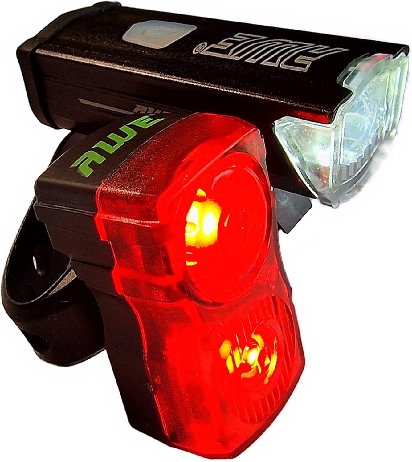 Awe Bright 340 Lumens USB Rechargeable Bike Light Set Front/Rear