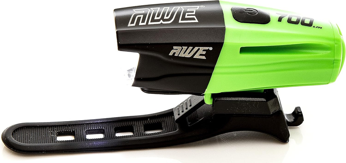 Awe 700 Lumens 1 x LED USB Rechargeable Front Bike Light Black/Green