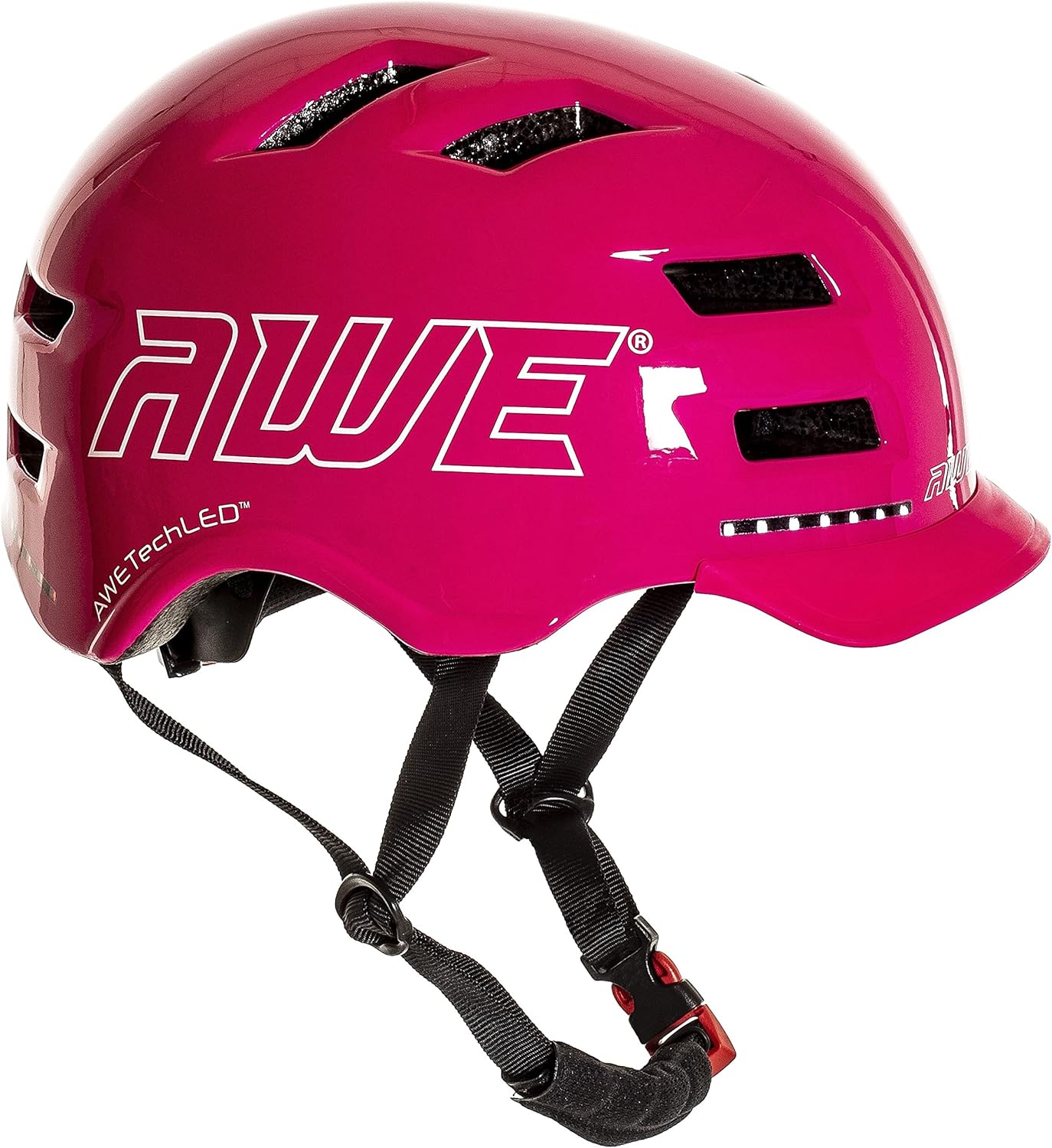 AweTech In Mould Adult LED USB Bike Helmet Medium 55-58cm Pink