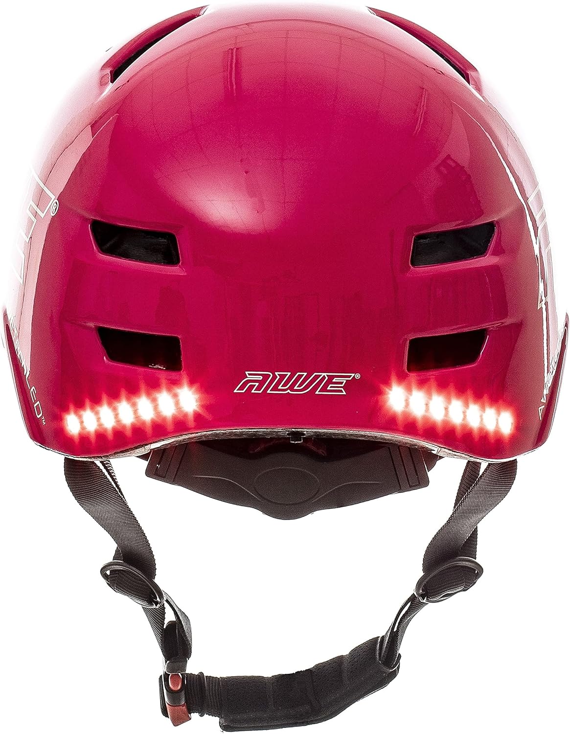 AweTech In Mould Adult LED USB Bike Helmet Medium 55-58cm Pink