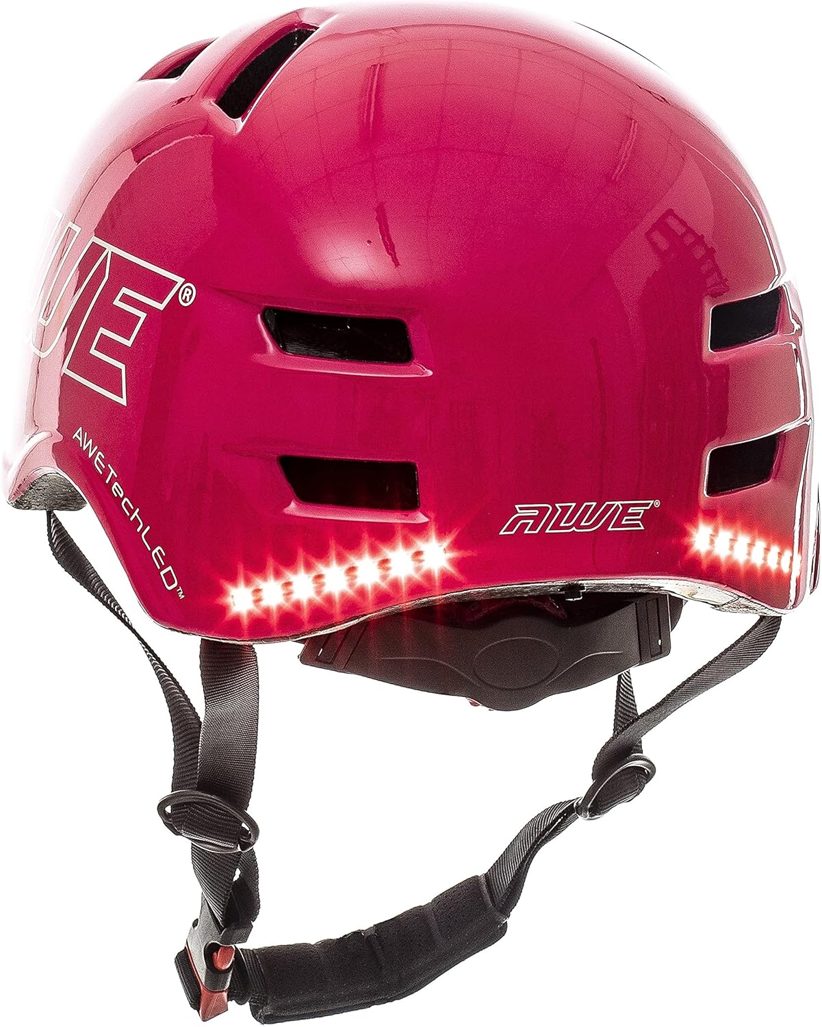 AweTech In Mould Adult LED USB Bike Helmet Medium 55-58cm Pink