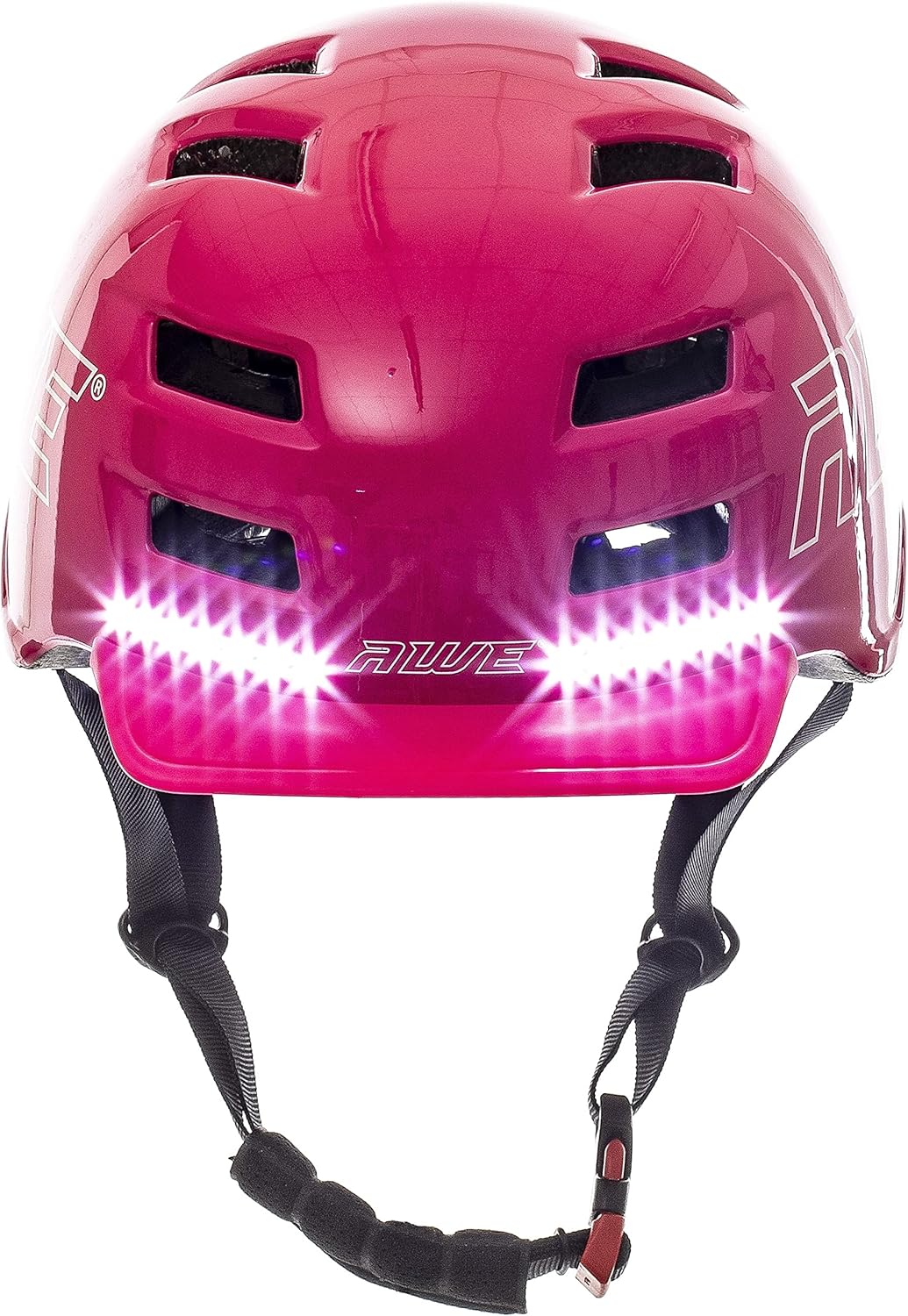 AweTech In Mould Adult LED USB Bike Helmet Medium 55-58cm Pink