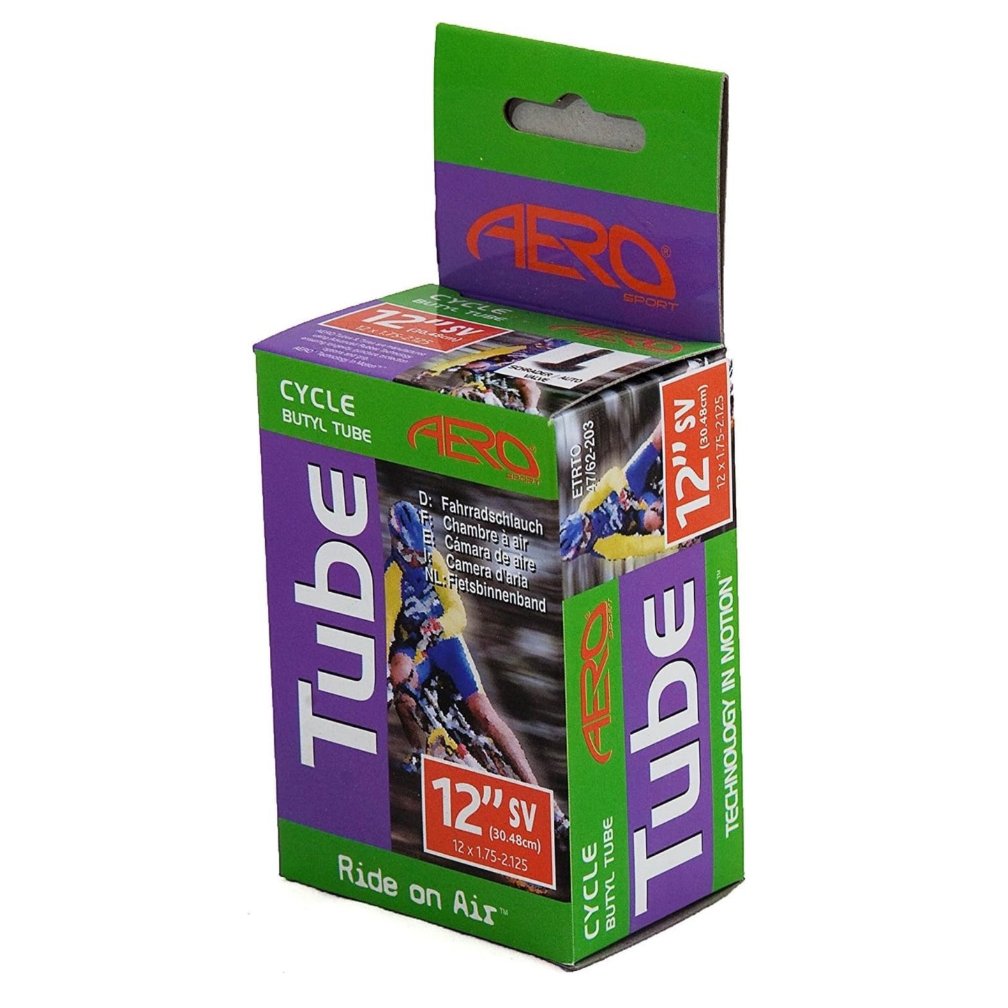 Aero Sport Butyl Rubber 12" x 1.75-2.125 Inner Tube 500%* Extra Ride Time Schrader Valve