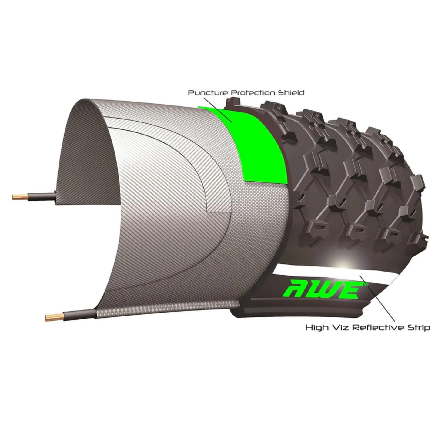 Awe High Visibility Reflective 700 x 35C Puncture Protection Road Bike Tyre