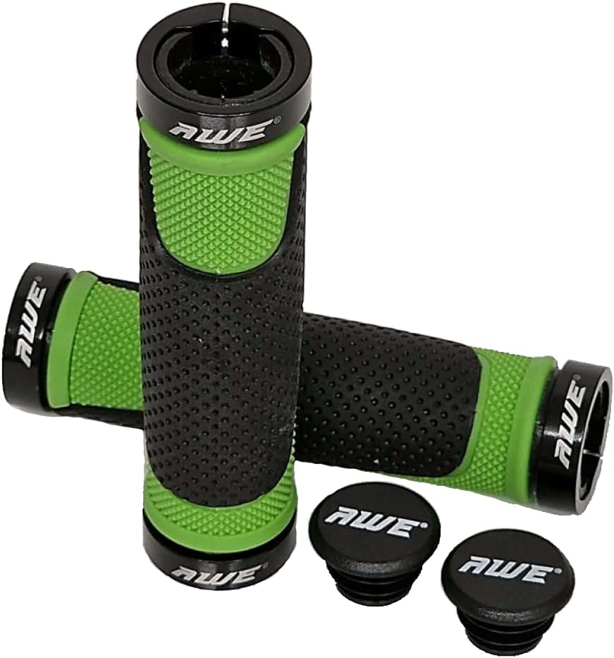 Awe AWEGrip™ Alloy BMX MTB Bike/Bicycle Handlebar Black/Green Locking Grips