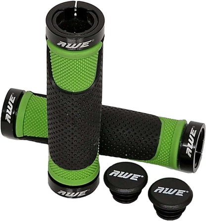 Awe AWEGrip™ Alloy BMX MTB Bike/Bicycle Handlebar Black/Green Locking Grips