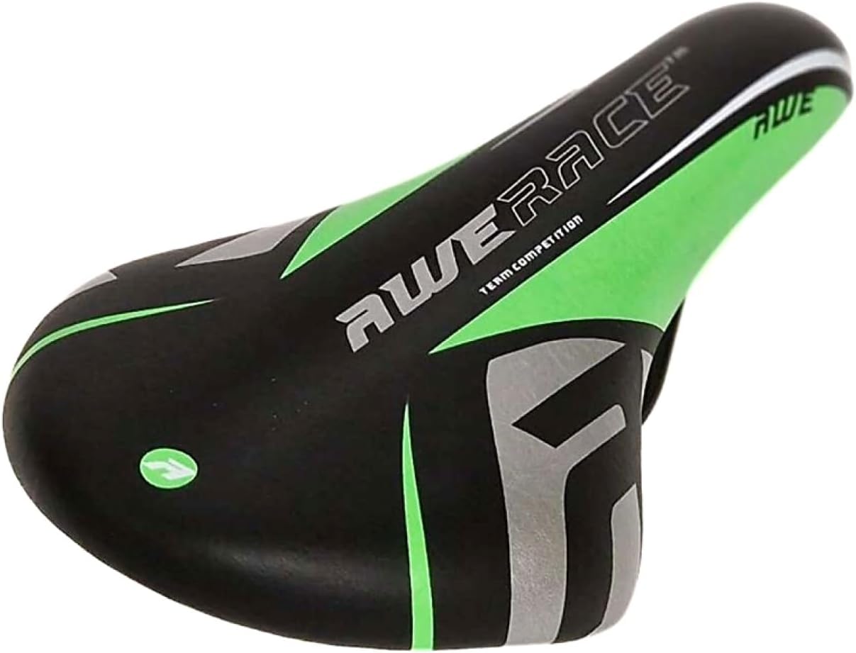 Awe Junior Polyurethane MTB Bike/Bicycle Saddle Green/Black/Silver