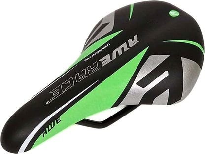 Awe Junior Polyurethane MTB Bike/Bicycle Saddle Green/Black/Silver