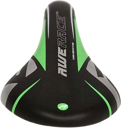 Awe Junior Polyurethane MTB Bike/Bicycle Saddle Green/Black/Silver