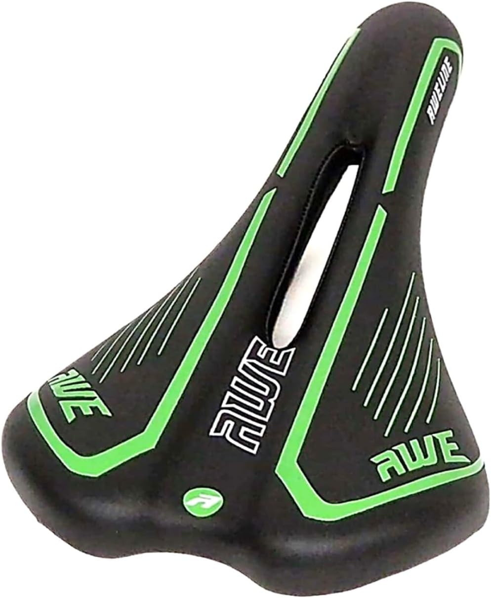 Awe Steel Rail Adult Gel Bike/Bicycle MTB Saddle Mens/Womens Green/Black/White