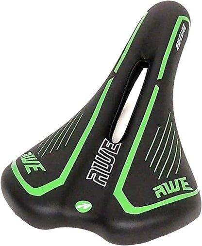 Awe Steel Rail Adult Gel Bike/Bicycle MTB Saddle Mens/Womens Green/Black/White
