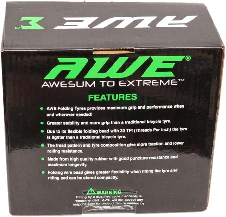 Awe 1 x AWERide Folding Tyre 27.5 x 2.20 cm MTB and 1 x AWE Inner Tube 27.5" x 1.75-2.25 Schrader Valve