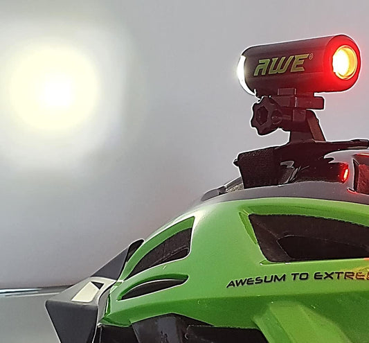 AWE 150 Lumens 1 x Front LED & 7 x Rear COB's USB Bike Helmet Light 360º Visibility