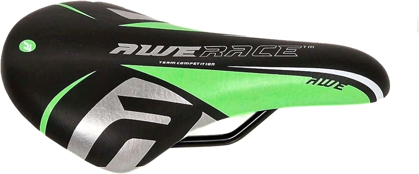 Awe Junior Polyurethane MTB Bike/Bicycle Saddle Green/Black/Silver