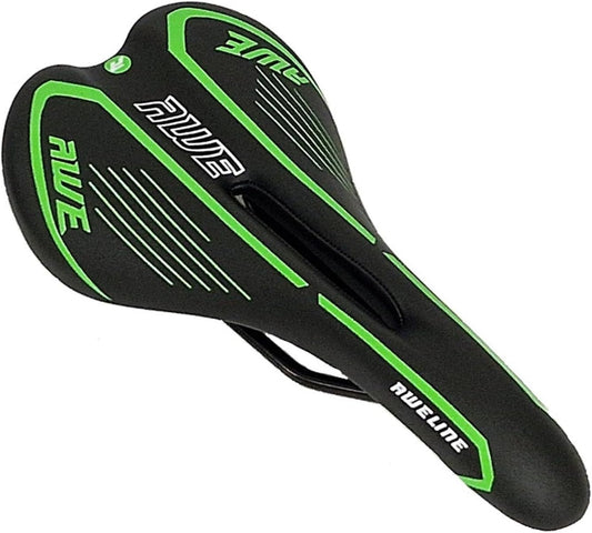 Awe Steel Rail Adult Gel Bike/Bicycle MTB Saddle Mens/Womens Green/Black/White