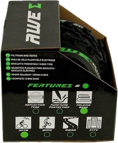 Awe AWERide Bike/E-Bike Folding Tyre 20" x 1.95" MTB Tyre 30 TPI