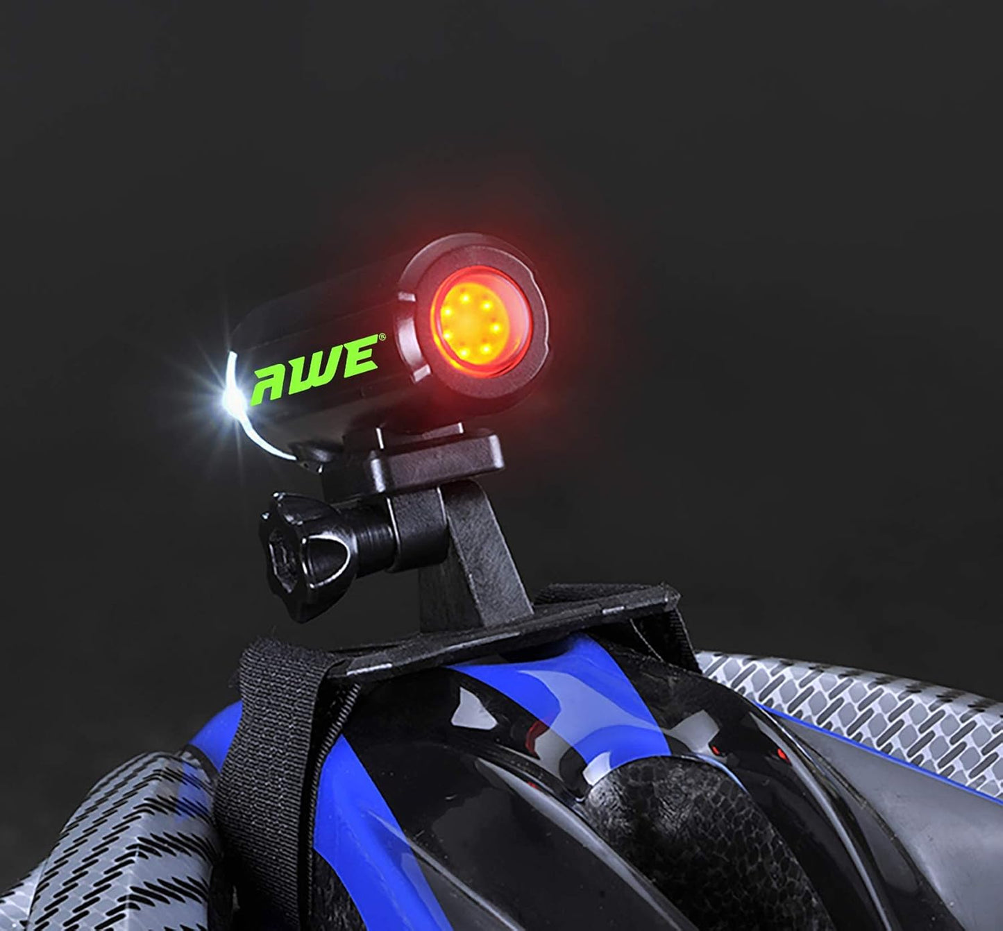 AWE 150 Lumens 1 x Front LED & 7 x Rear COB's USB Bike Helmet Light 360º Visibility