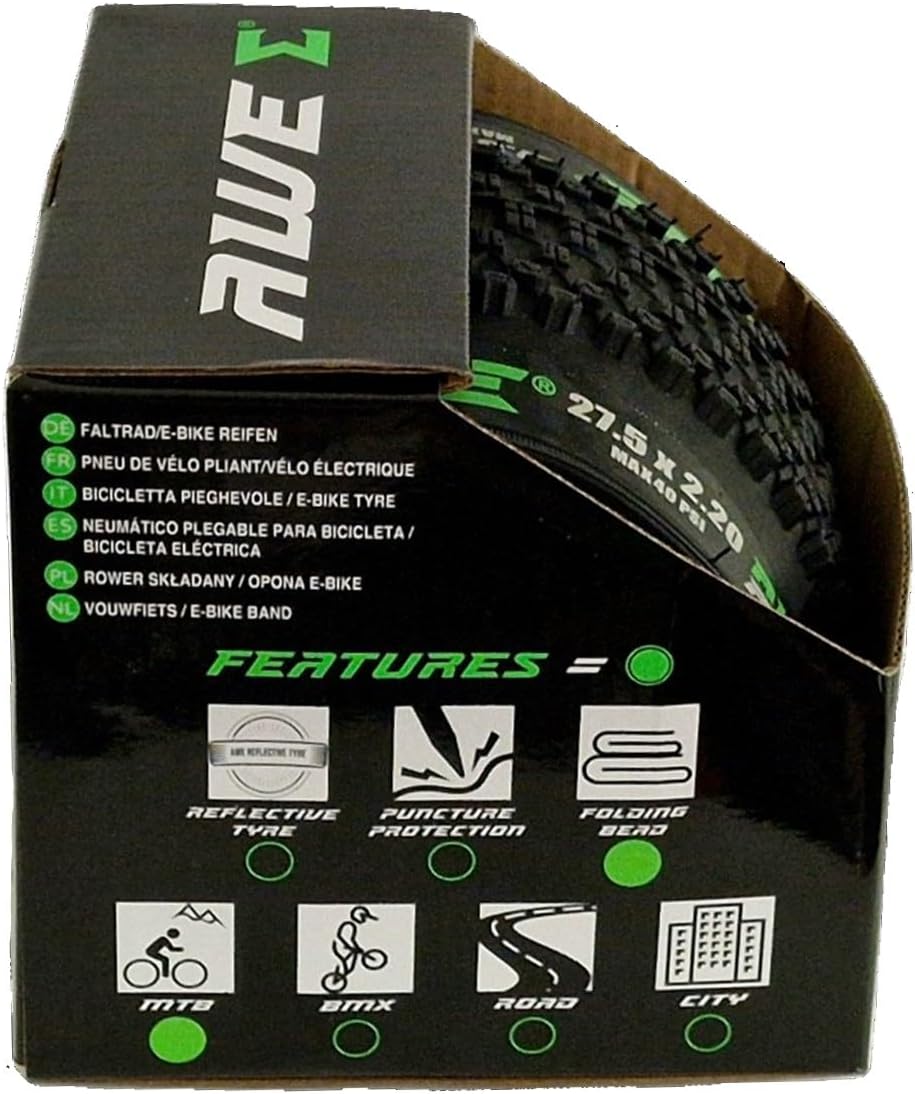 Awe AWERide Bike/E-Bike Folding Tyre 27.5" x 2.20" MTB Tyre 30 TPI