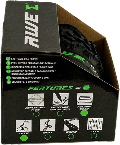 Awe AWERide Bike/E-Bike Folding Tyre 24" x 1.95" MTB Tyre 30 TPI