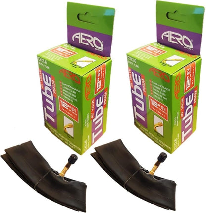 Aero Sport 2 x Butyl Rubber (45º) 12" x 1.75-2.125 Inner Tube 500%* Extra Ride Time Schrader Valve