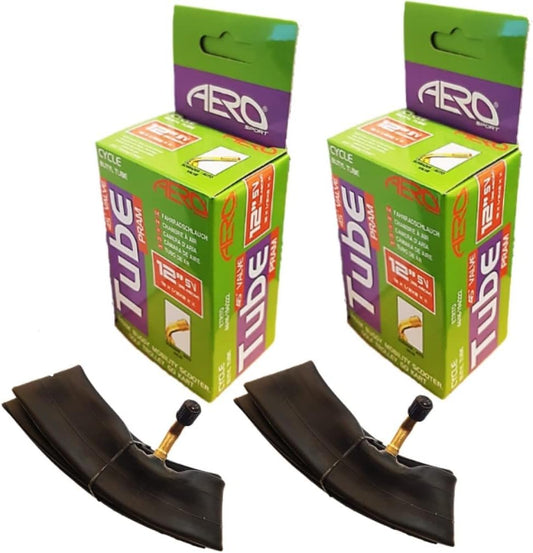 Aero Sport 2 x Butyl Rubber (45º) 12" x 1.75-2.125 Inner Tube 500%* Extra Ride Time Schrader Valve