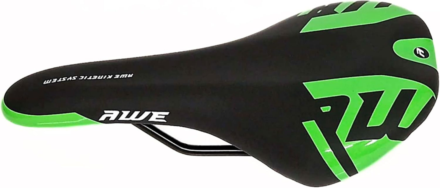 Awe Steel Rail Adult Foam Bike/Bicycle MTB Saddle Mens/Womens Green/Black