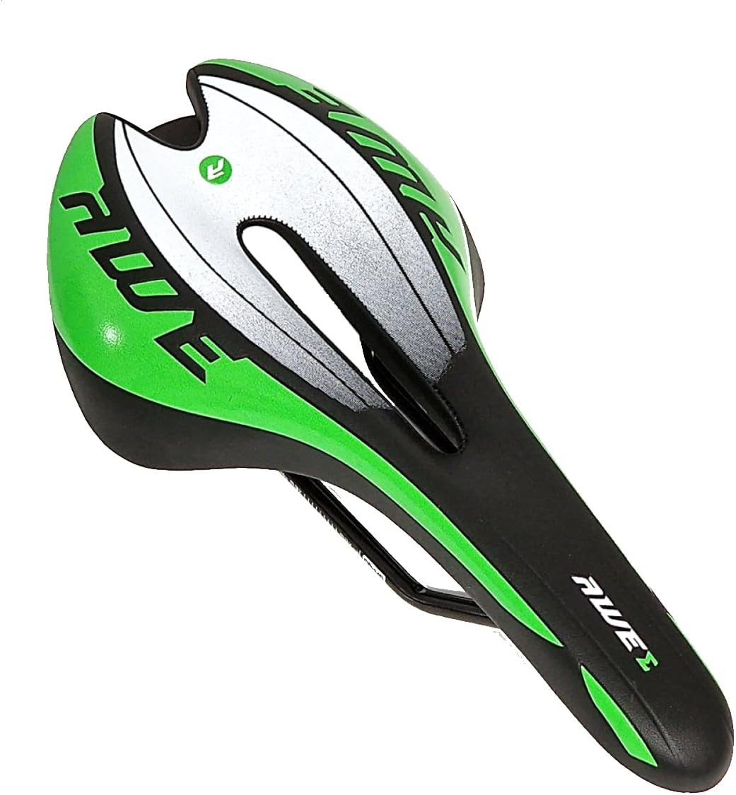 Awe Chromo Rail Adult Gel Bike/Bicycle MTB Saddle Mens/Womens Green/Black