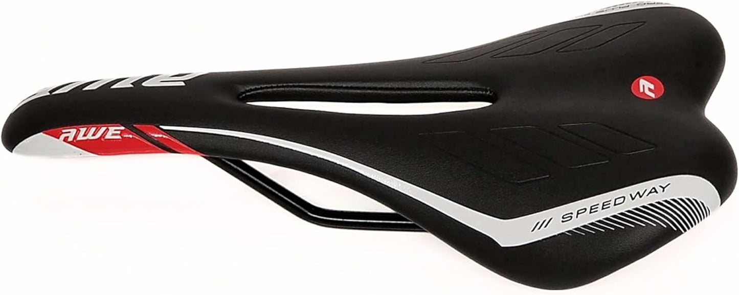 Awe Chromo Rails Adult Foam Racing Bike/Bicycle Saddle Mens/Womens Black/Red