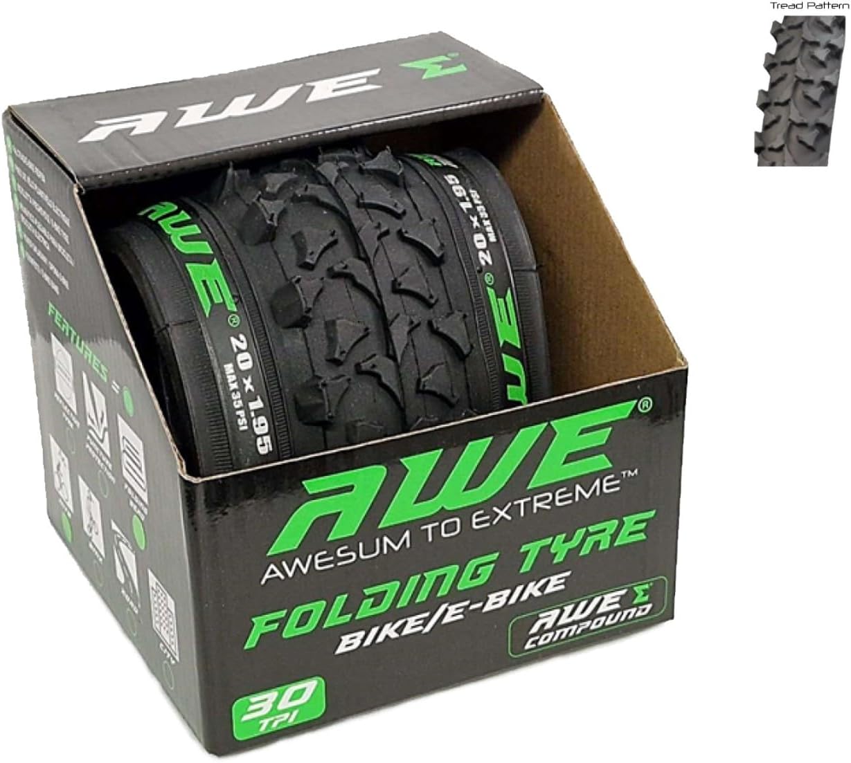 Awe AWERide Bike/E-Bike Folding Tyre 20" x 1.95" MTB Tyre 30 TPI