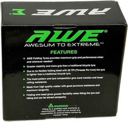 Awe AWERide Bike/E-Bike Folding Tyre 24" x 1.95" MTB Tyre 30 TPI