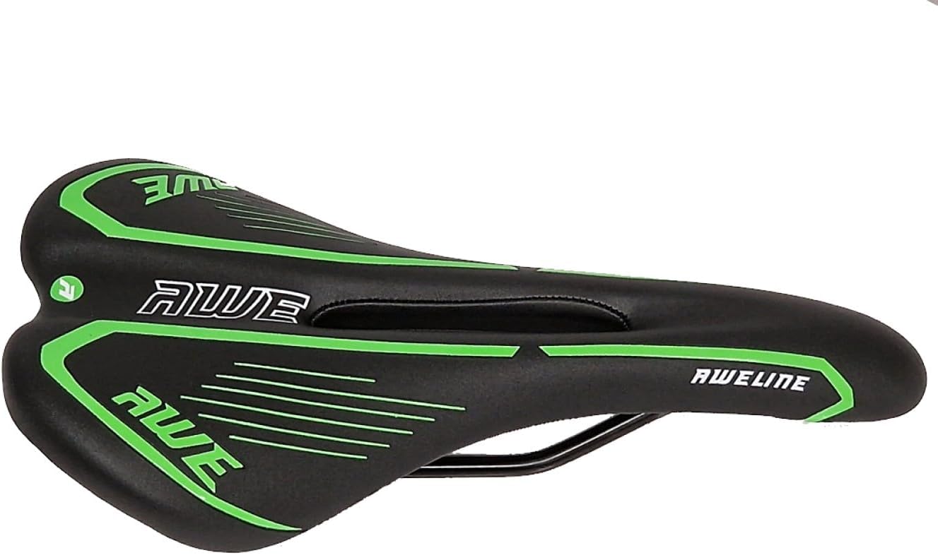 Awe Steel Rail Adult Gel Bike/Bicycle MTB Saddle Mens/Womens Green/Black/White