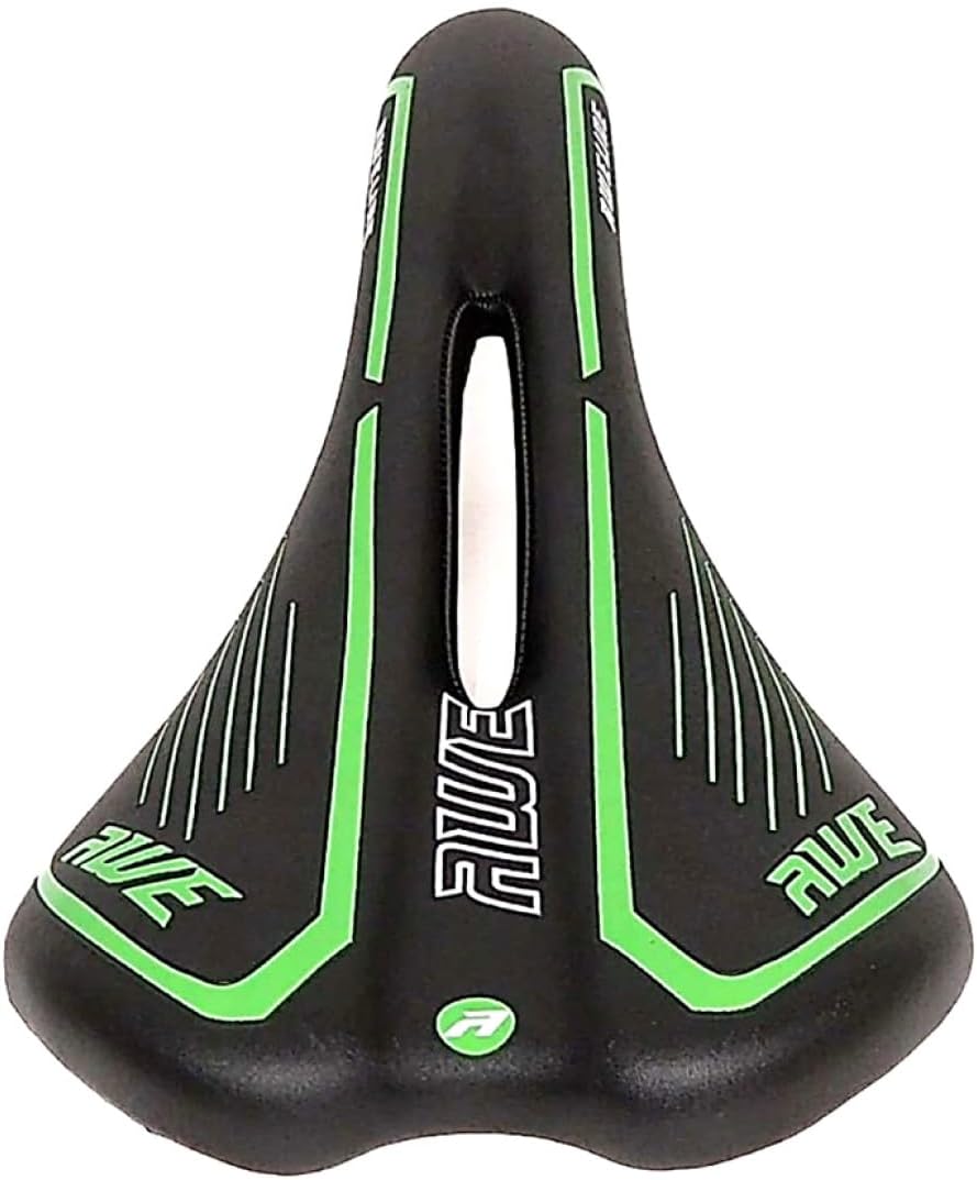 Awe Steel Rail Adult Gel Bike/Bicycle MTB Saddle Mens/Womens Green/Black/White