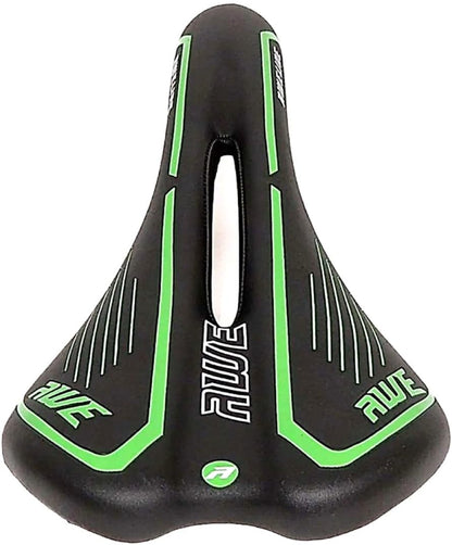 Awe Steel Rail Adult Gel Bike/Bicycle MTB Saddle Mens/Womens Green/Black/White
