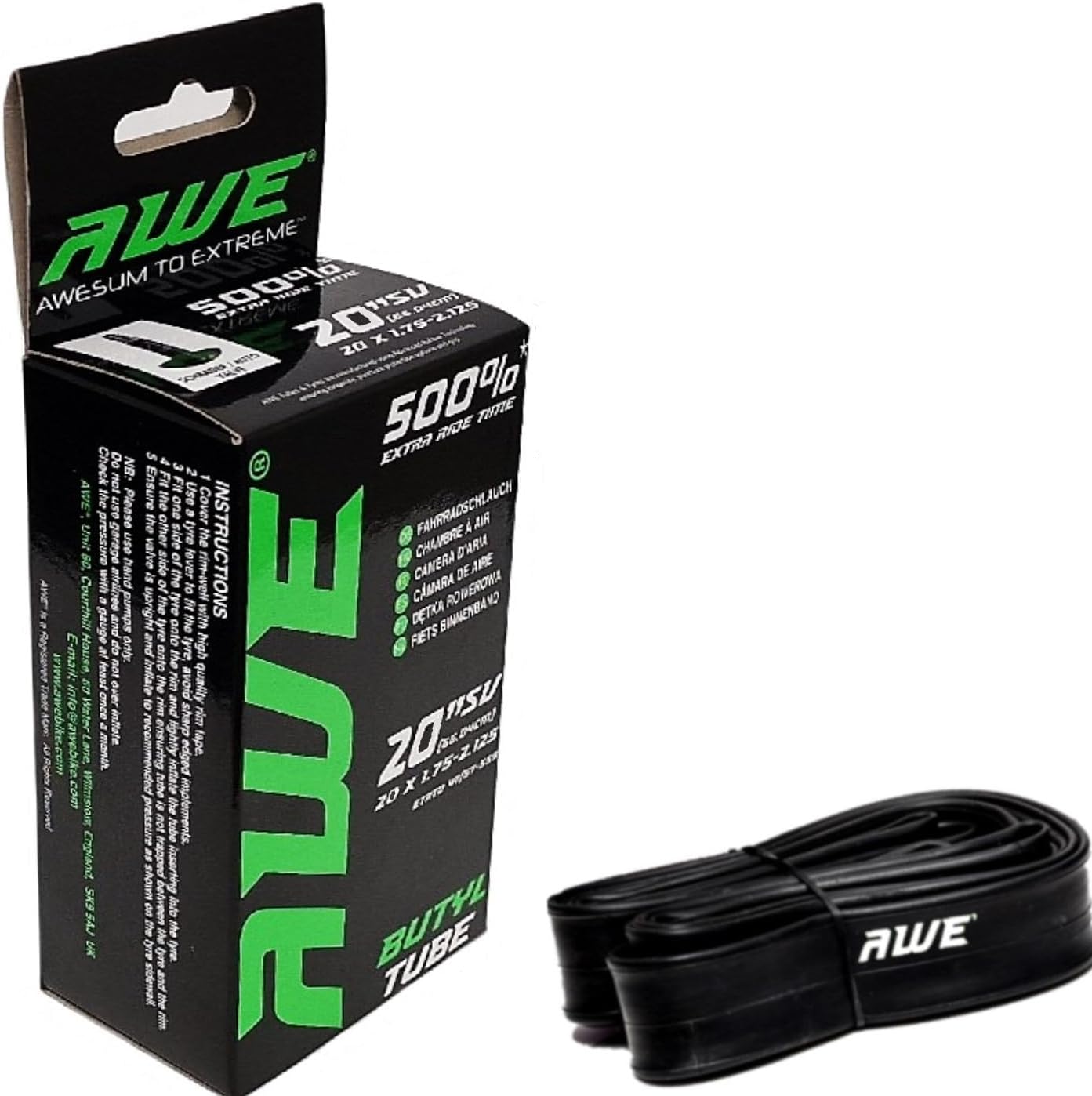 Awe 1 x AWEJump Folding Tyre 20 x 2.125 BMX and 1 x AWE Inner Tube 20" x 1.75-2.125 Schrader Valve