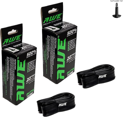 Awe 2 x AWERide Folding Tyres 20 x 1.95 cm MTB and 2 x AWE Inner Tubes 20" x 1.75-2.125 Schrader Valve
