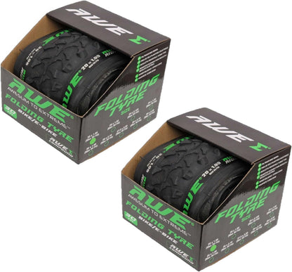 Awe 2 x AWERide Bike/E-Bike Folding Tyres 20" x 1.95" MTB Tyre 30 TPI