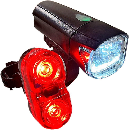 AweCity+ 30 Lux Opti Tec Lens Front & AWE 40 Lumens 2 x 0.5w LEDs Bike Light Set