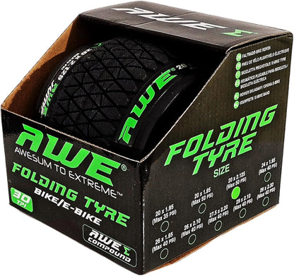 Awe 1 x AWEJump Folding Tyre 20 x 2.125 BMX and 1 x AWE Inner Tube 20" x 1.75-2.125 Schrader Valve
