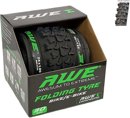 Awe AWERide Bike/E-Bike Folding Tyre 24" x 1.95" MTB Tyre 30 TPI
